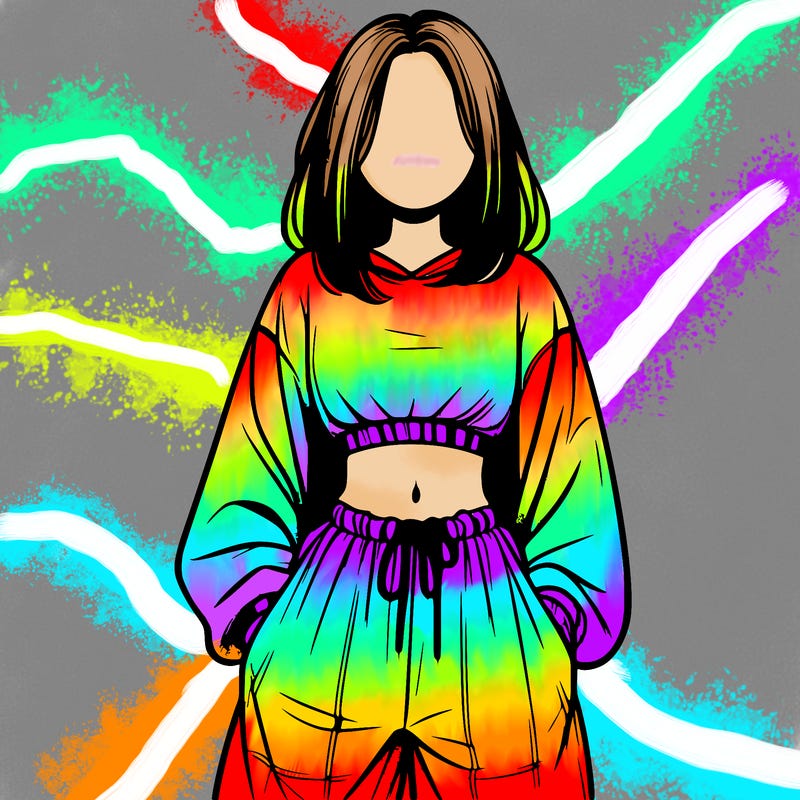 realistic girl faceless with baggy pants and a crop top