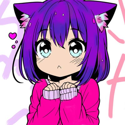 shy anime catgirl