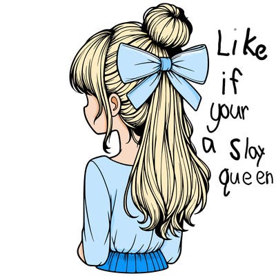 realistic girl  with hip length hair a bun and a big bow on the back of head