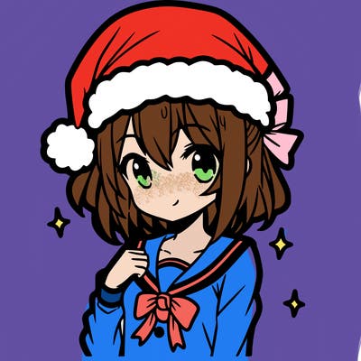 anime girl wearing a santa hat
