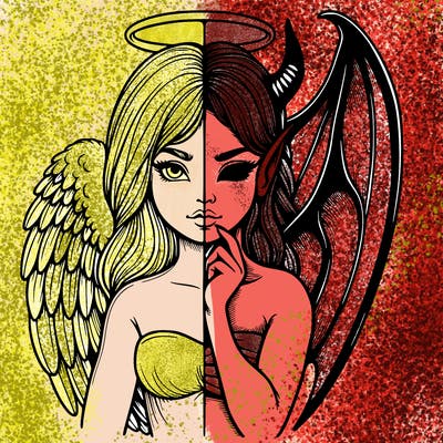 realistic angel half demon