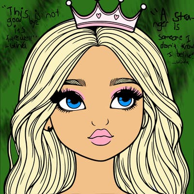 a realistic girl with a crown on