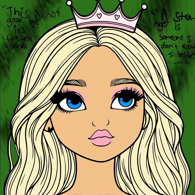 a realistic girl with a crown on