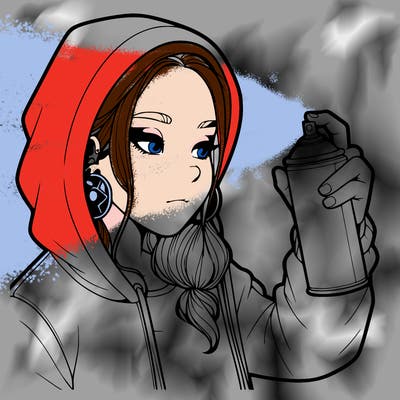 a realistic girl, spray painting