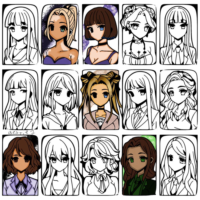 girls that look diffrent anime