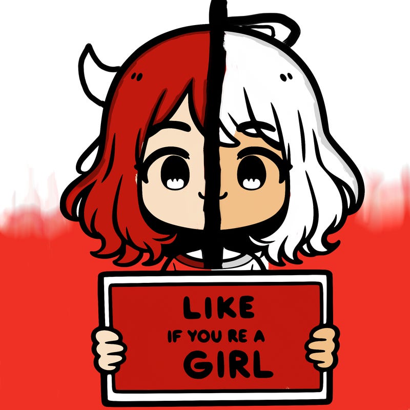 a cute girl holding a sign that says like if you’re a girl