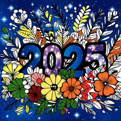 2025 floral big numbers