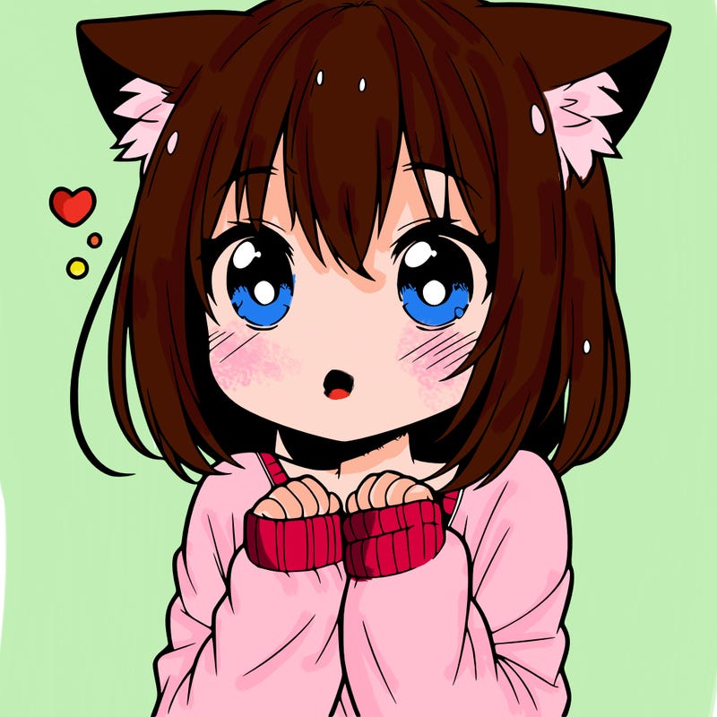 shy anime catgirl