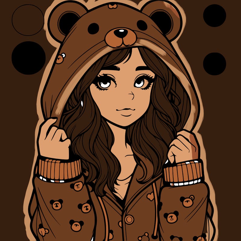 realistic girl in a animal pjs hoodie