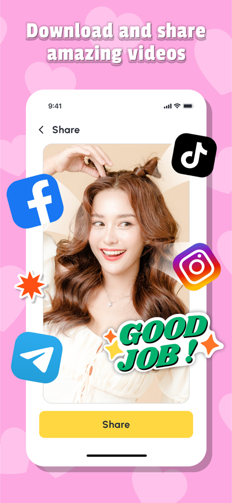Ranking Challenge: Fun Filter - Mobile app share screen displaying social media icons for TikTok Instagram and Facebook over a video thumbnail