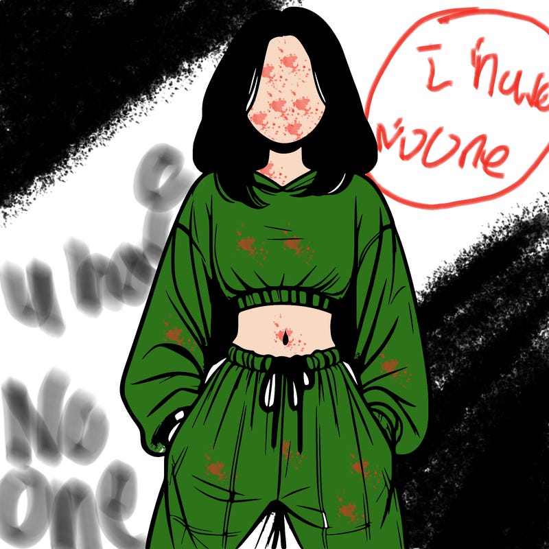 realistic girl faceless with baggy pants and a crop top