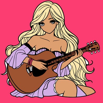 beautiful girl playing the guitar