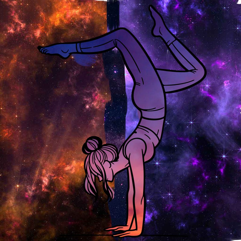 a woman doing a handstand