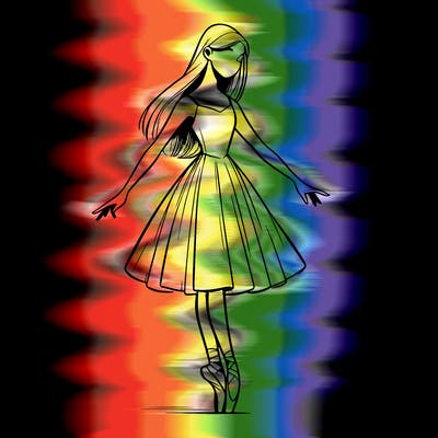 realistic ballerina with straight longish hair on pointe