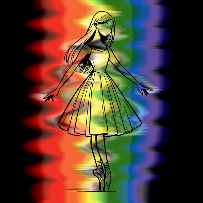 realistic ballerina with straight longish hair on pointe