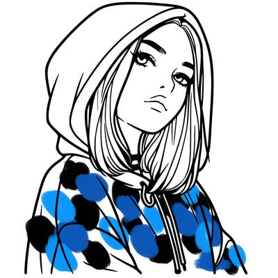 a realistic girl in a hoodie