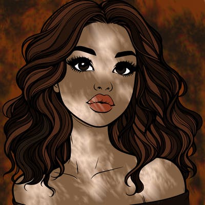 realistic girl with wavy hair and lips