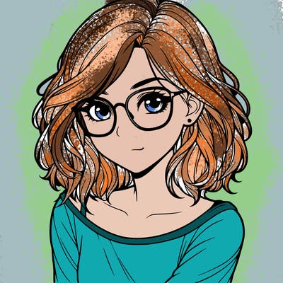 realistic girl with glasses