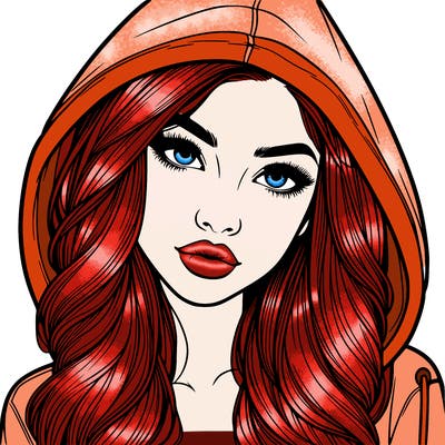 realistic beautiful girl with a hood on