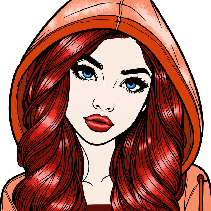 realistic beautiful girl with a hood on