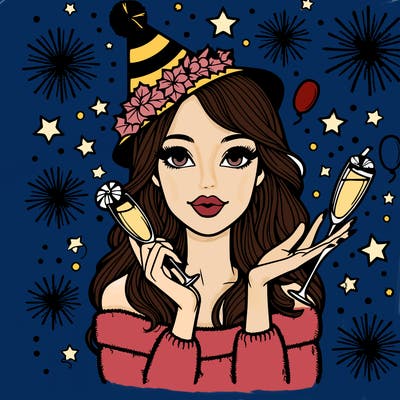 realistic girl celebrating new years sophisticated