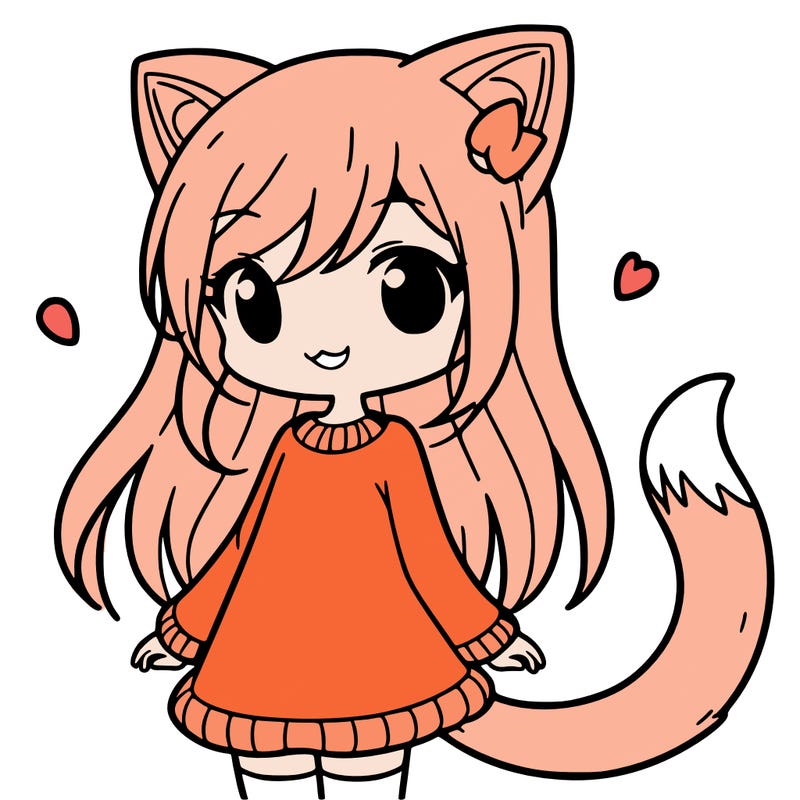 girl with cat ears and tail