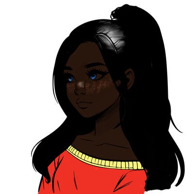 realistic girl with a high ponytail