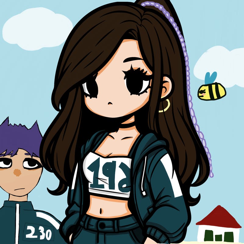 girl with long hair crop top and jacket