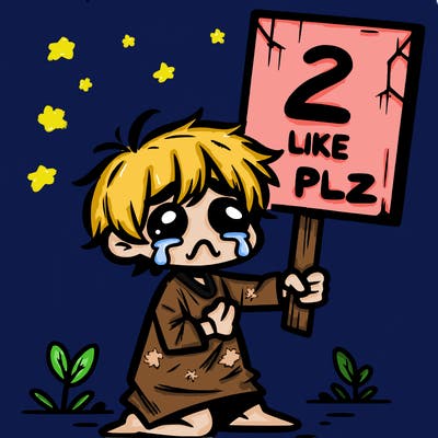 small poor toddler crying with sign that says 2 like plz