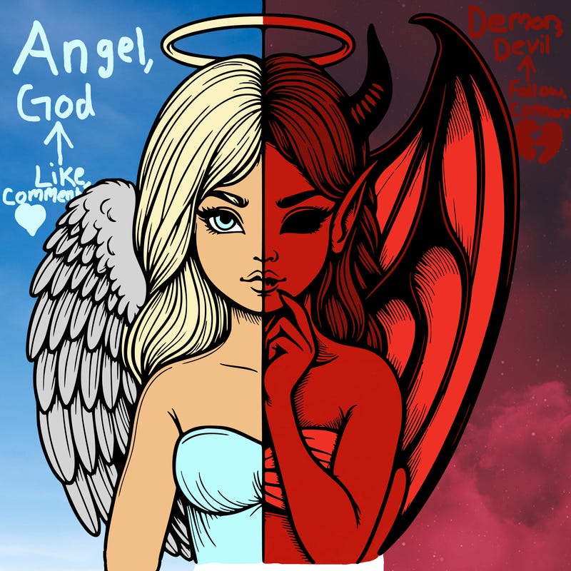 realistic angel half demon