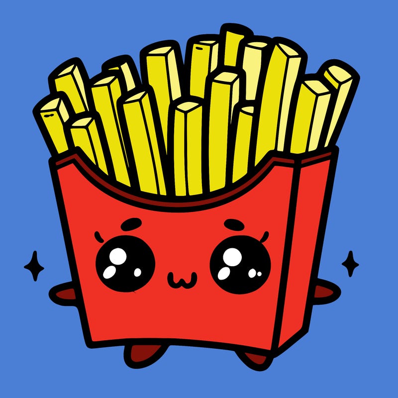 a cute. french fries