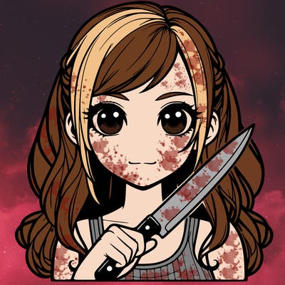 realistic girl holding a knife