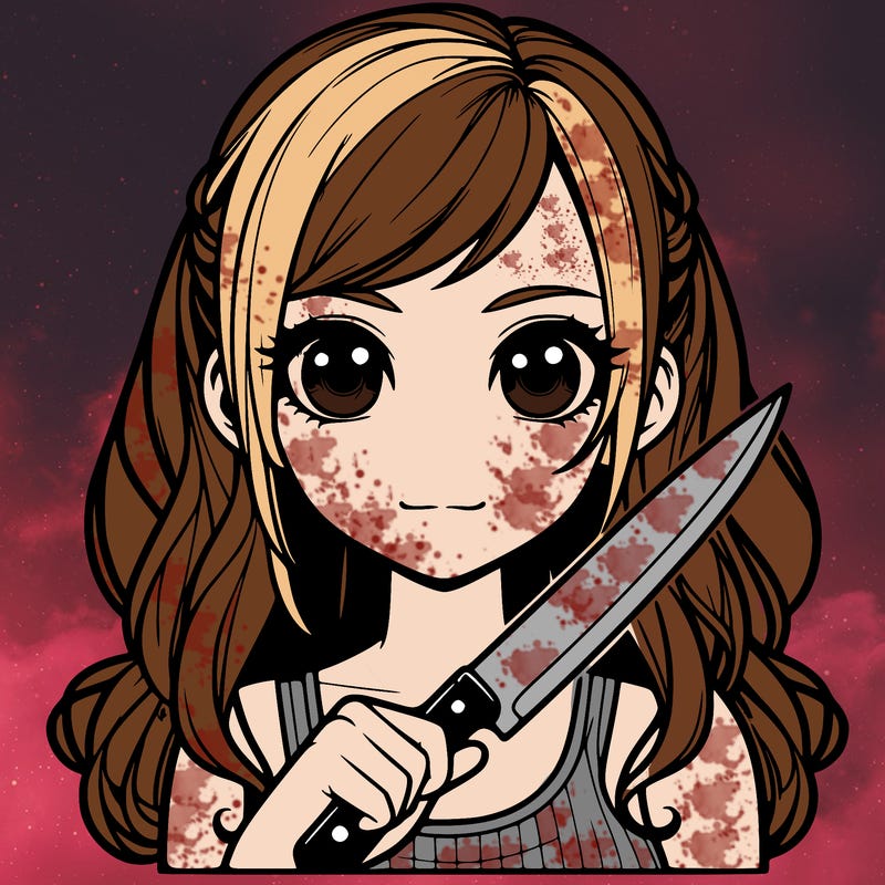 realistic girl holding a knife
