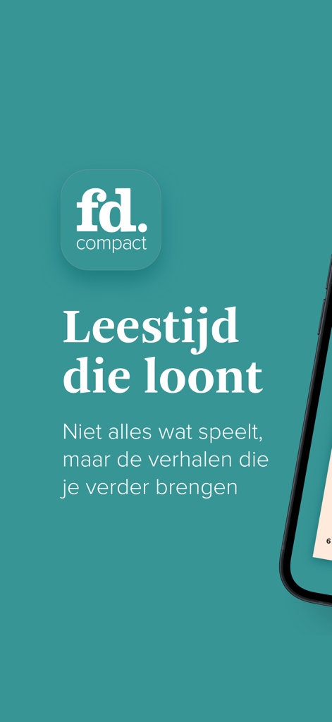 FD Compact - Introductory screen for FD Compact app featuring its Dutch tagline and logo
