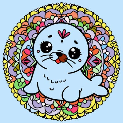 a cute baby seal mandala