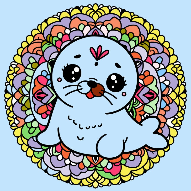 a cute baby seal mandala
