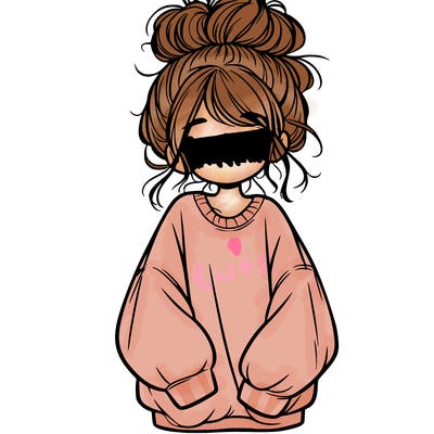 girl with baggy sweatshirt and messy bun