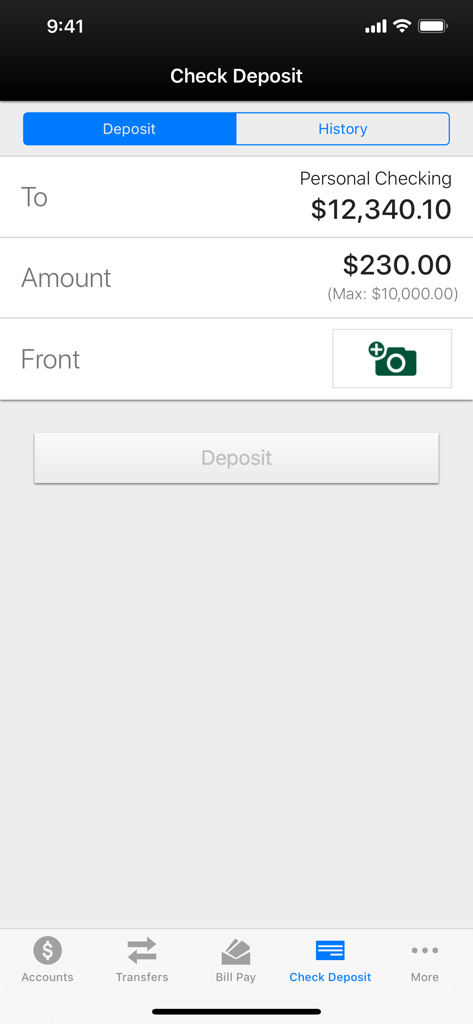Valley Mobile Banking - Valley Mobile Banking check deposit interface
