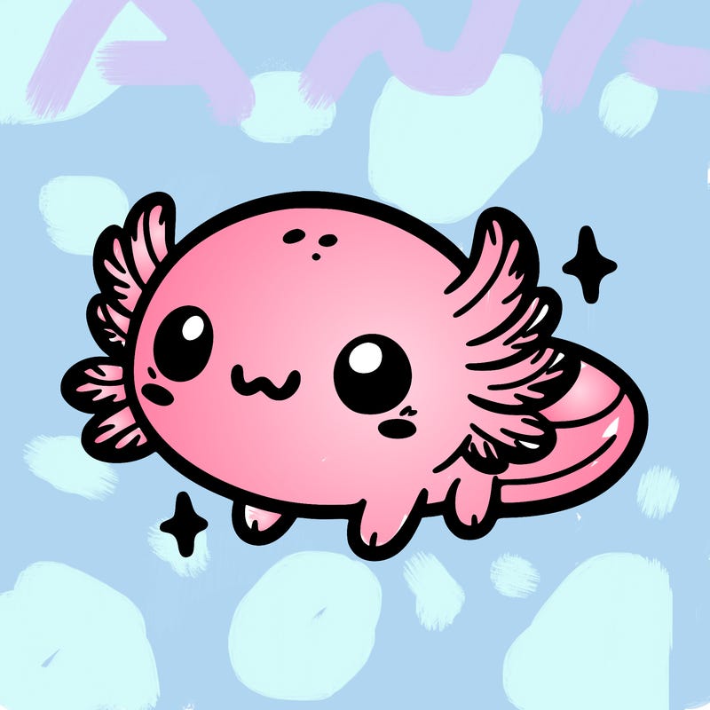 cute easy baby axolotl