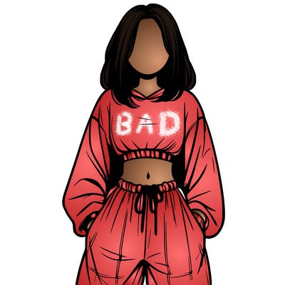 realistic girl faceless with baggy pants and a crop top