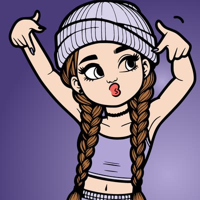 realistic teenage girl with braids and a beanie and crop top doing 🫶🏼
