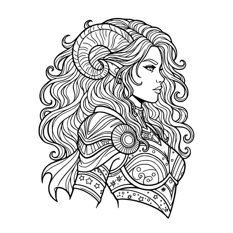 a girls as zodiac godess: aries but without horns. head to shoulders