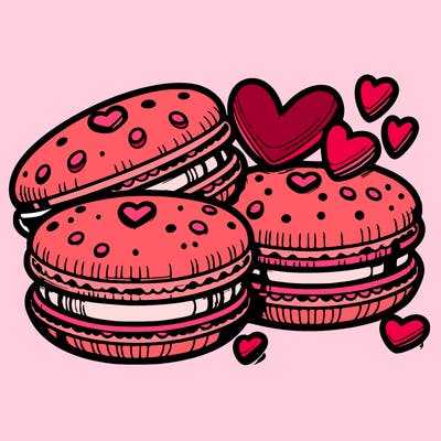 macarons with heart-shaped