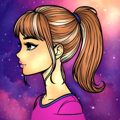 realistic woman with a pony tail hair style