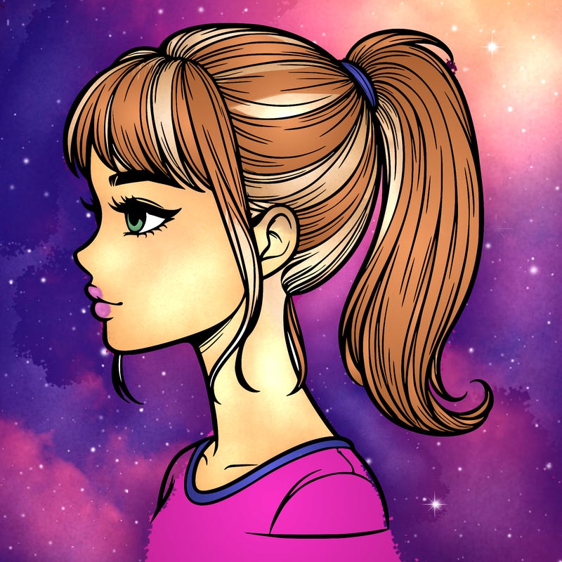 realistic woman with a pony tail hair style