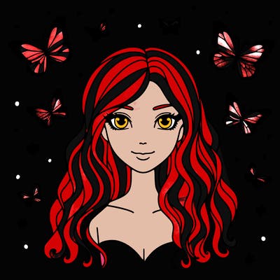 woman with butterfly hair