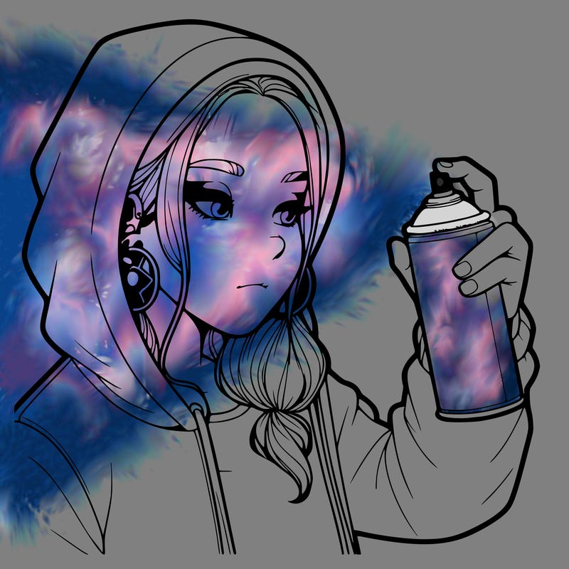 a realistic girl, spray painting