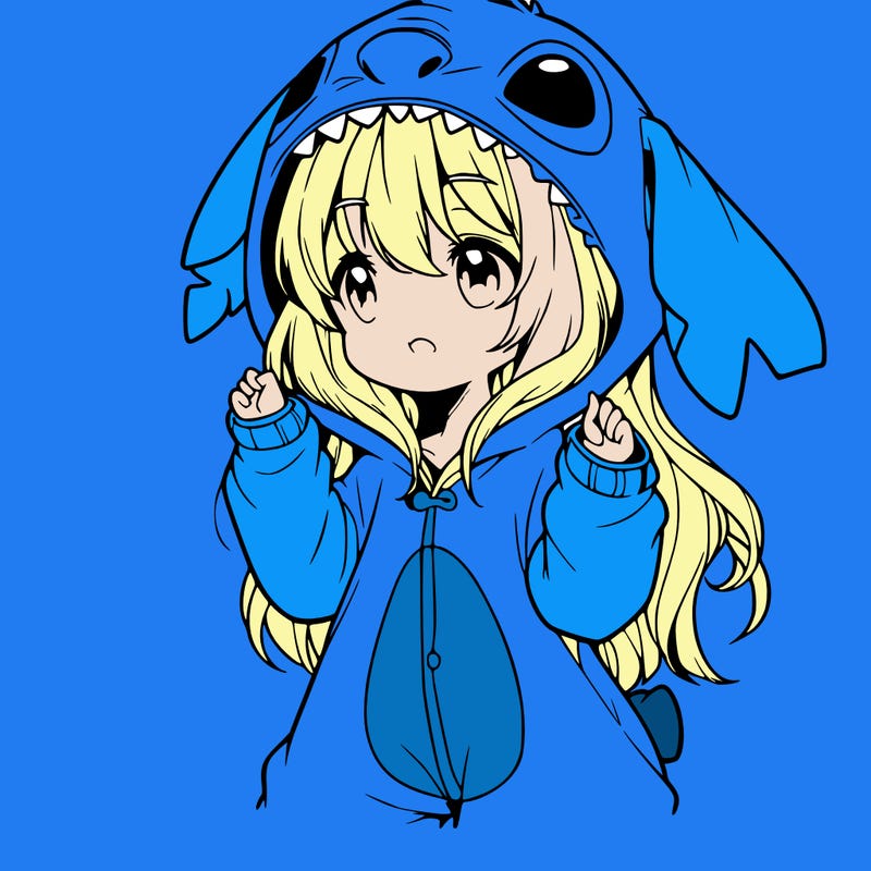 anime girl in a stitch onsie