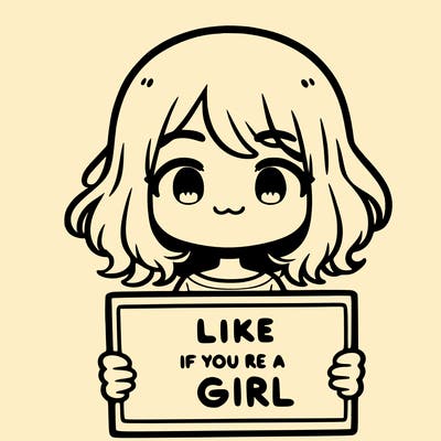 a cute girl holding a sign that says like if you’re a girl