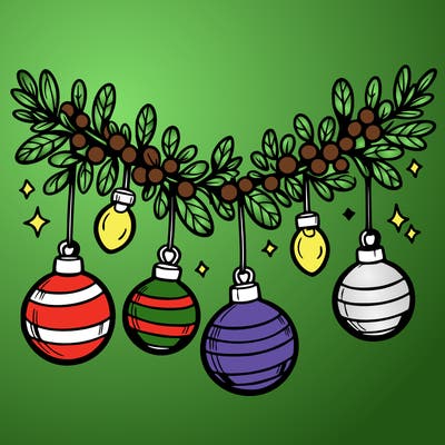 christmas garland with big bulbs